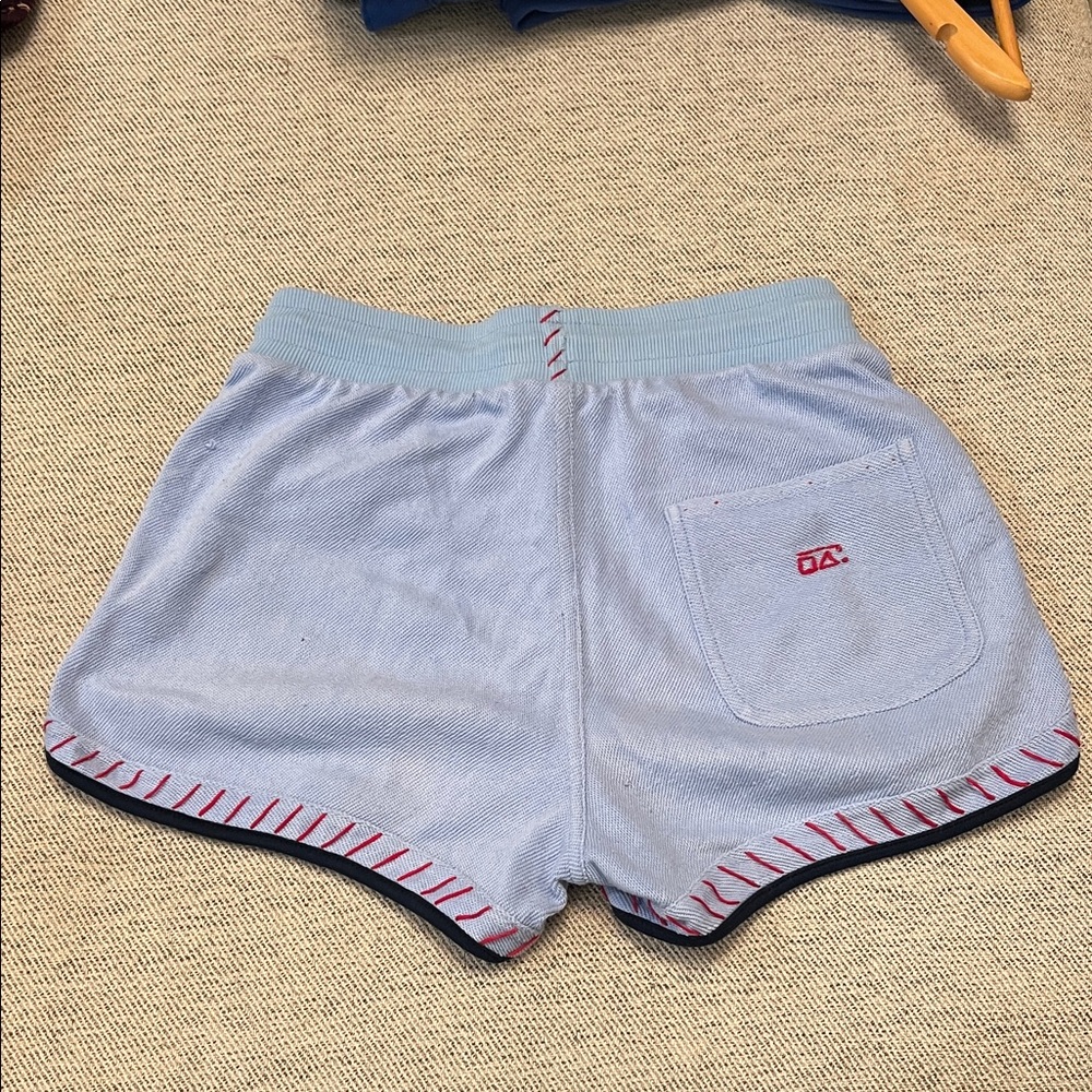 Stylish Light Blue Athletic Shorts with Red Accents‎ - Picture 5 of 7